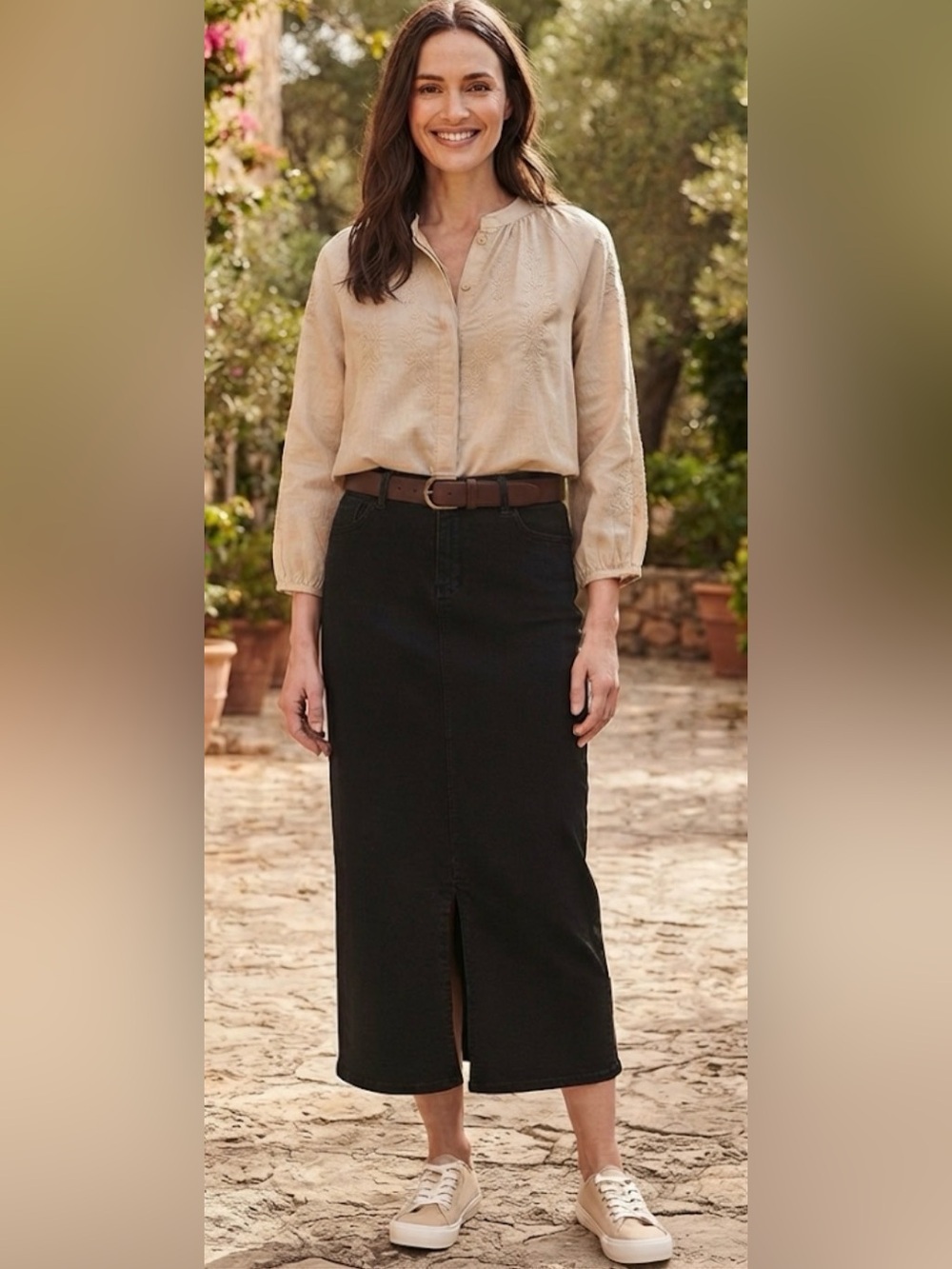 Liz Claiborne mineral wash
 Denim Maxi Skirt with Front Slit New With Tags